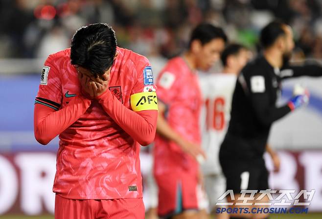 25일 수원월드컵경기장 열린 2026 FIFA 북중미 월드컵 아시아지역 3차 예선 대한민국과 요르단의 경기. 역전골 찬스를 놓친 손흥민이 아쉬워하고 있다. 수원=박재만 기자 pjm@sportschosun.com/2025.03.25/