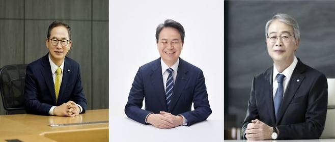 (왼쪽부터)양종희 KB금융지주 회장, 진옥동 신한금융지주 회장, 임종룡 우리금융지주 회장.