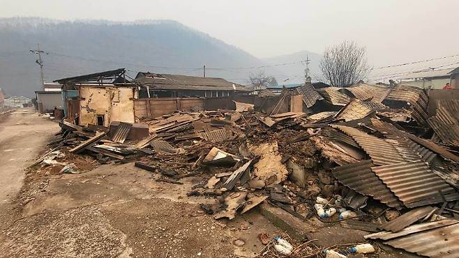 26일 오후 1시 경북 영양군 석보면 화매2리. 전날 화마로 인해 마을 대부분이 소실됐다. 이 집에서 90세 노인이 숨진 채 발견됐다. 뉴스1