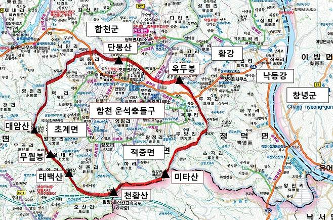 ‘합천 운석충돌구’ 위치도.