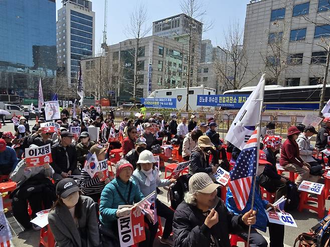 이재명 대표 구속 촉구 집회 [촬영 최원정]