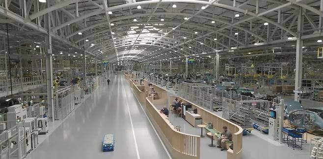 [엘라벨(미 조지아)=뉴시스] 자연 채광이 환하게 들어오고 작업자 휴식 공간이 별도 마련된 HMGMA 내부 모습. (사진=현대차그룹 제공) 2025.03.26 photo@newsis.com *재판매 및 DB 금지