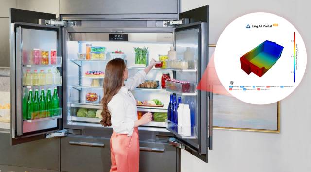 LG전자의 웹 기반 서비스 플랫폼인 ‘Eng.AI’를 활용해 냉장고용 부품 품질을 예측하는 모습. 사진제공=LG전자