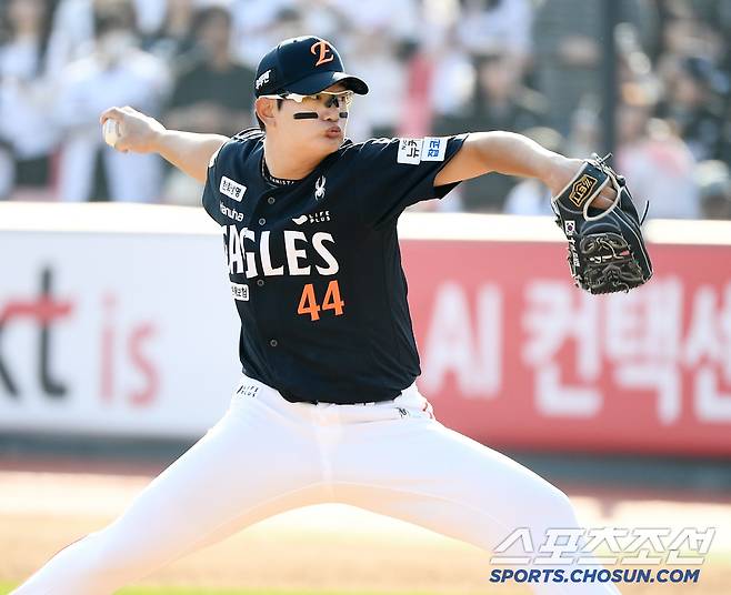 22일 수원 KT위즈파크에서 열린 한화와 KT의 개막전. 7회말 등판한 김서현이 투구하고 있다. 수원=정재근 기자 cjg@sportschosun.com/2025..3.22/