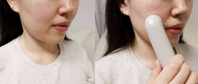 더 글로우 사용 전(왼쪽)과 사용 중(오른쪽) 모습 / 출처=IT동아