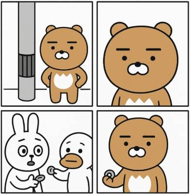 카카오프렌즈 라이언으로 만든 '삥뜯는 만화'/사진=온라인 커뮤니티 캡처