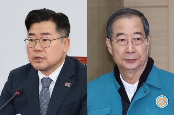 박찬대 더불어민주당 원내대표, 한덕수 국무총리. 연합뉴스