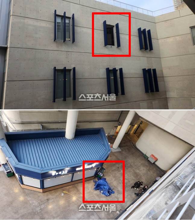 창원NC파크 3루쪽에 설치된 창문쪽 구조물이 떨어진 모습. 창원|김민규 기자 kmg@sportsseoul.com