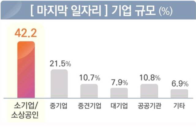 ▲장기 '쉬었음' 청년의 마지막 일자리는 '소기업/소상공인' 비중이 높다(42.2%). 출처: 고용노동부 보도자료(2025.03.11)