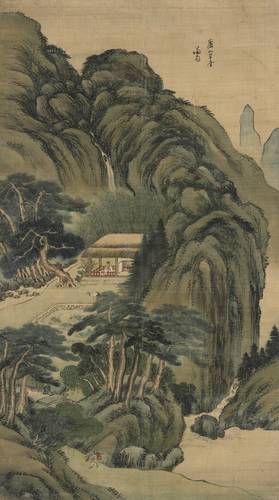 보물 여산초당, 조선, 18세기, 비단에 채색 , 125.5 x 68.7 cm[호암미술관 제공. 재판매 및 DB 금지]