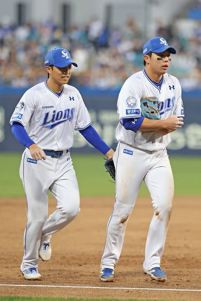 삼성 이재현(왼쪽)과 김영웅. 사진 | 삼성 라이온즈