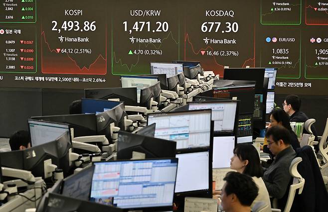 공매도 재개 첫날인 지난달 31일 국내 증시 상장사 43개사가 공매도 과열종목으로 지정됐다. 이에 따라 이들 회사는 1일 하루 공매도 거래가 금지된다. 지난달 31일 오전 서울 중구 하나은행 딜링룸 모습. 임세준 기자