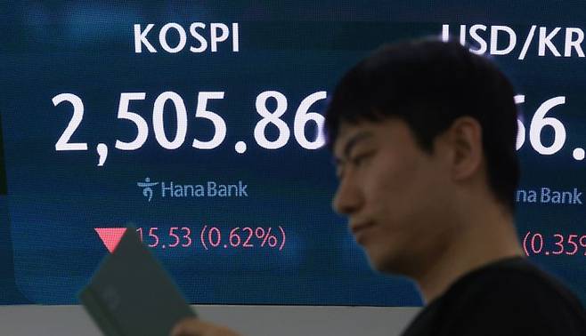 = 2일 서울 중구 하나은행 본점 딜링룸 현황판에코스피지수 등이 표시되고 있다. ⓒ연합뉴스