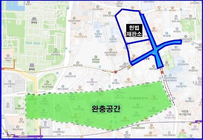 경찰이 윤석열 대통령 탄핵 선고 당일 찬반 집회 참가자들의 충돌을 방지 하기 위해 완충 구역을 설정하기로 했다. 서울경찰청 제공