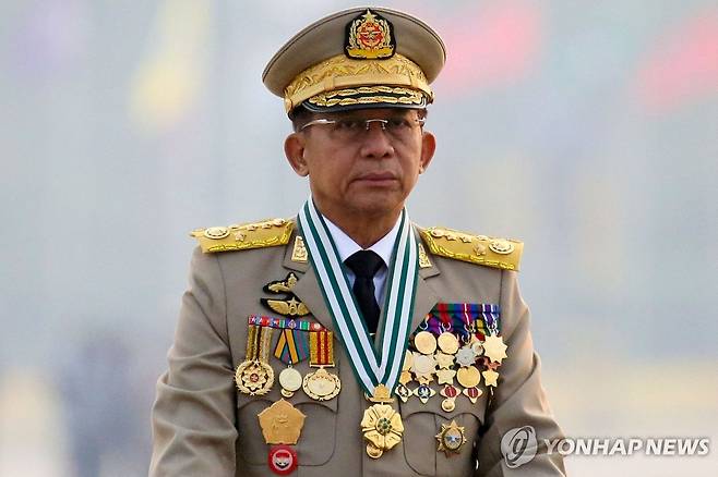 민 아웅 흘라잉 미얀마 최고사령관 [로이터 연합뉴스 자료사진. 재배포 및 판매 금지]