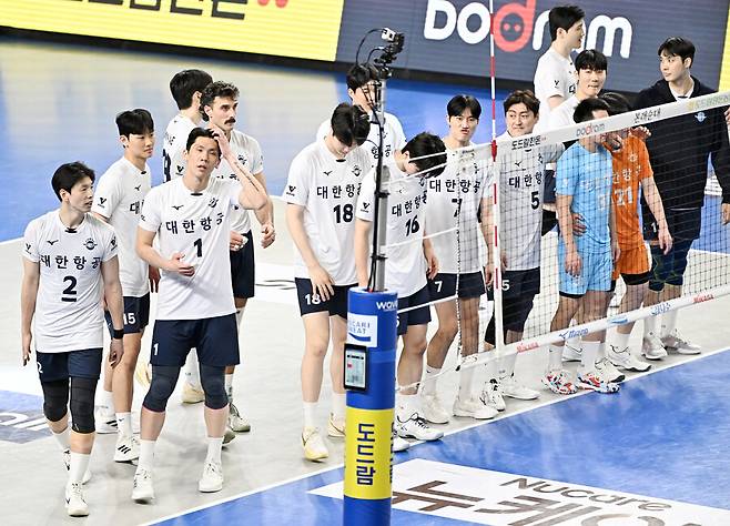 대한항공 선수단. 한국배구연맹 제공