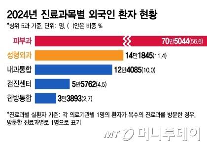 2024년 진료과목별 외국인 환자 현황. /그래픽=김지영 디자인기자