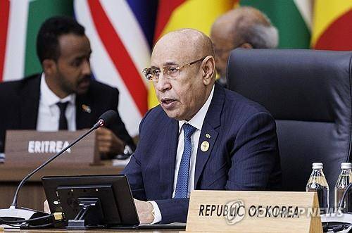 지난해 6월 한·아프리카 정상회의에서 환영사 하는 아프리카연합(AU) 의장 [연합뉴스 자료사진. 재판매 및 DB 금지]