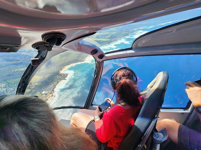 헬기 내부에서 즐긴 하와이 풍경 [사진/성연재 기자]