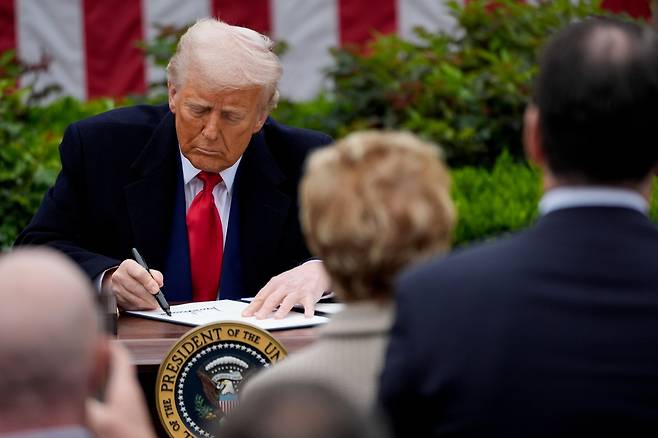 상호관세 발표날 도널드 트럼프 미국 대통령  [연합뉴스. 재판매 및 DB 금지]