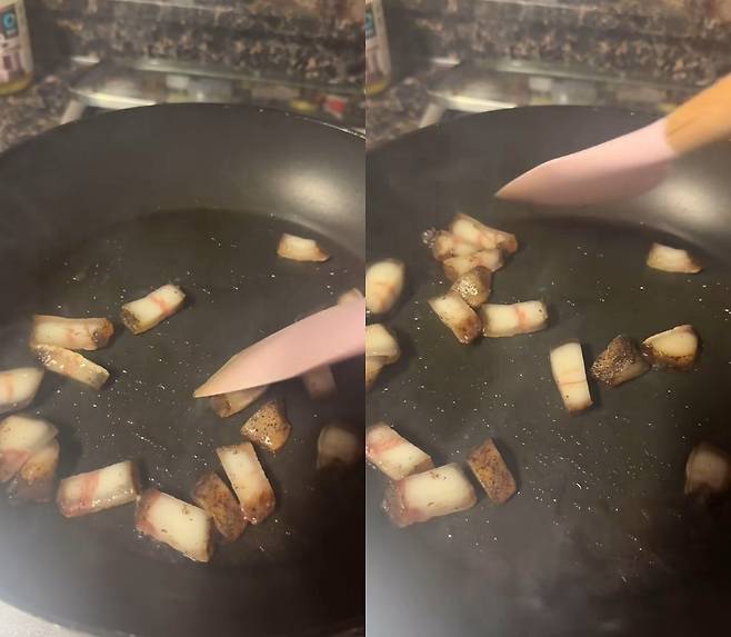 그룹 (여자)아이들 멤버 소연(26)이 1인분도 되지 않는 양의 고기를 구워 먹었다./사진=소연 SNS