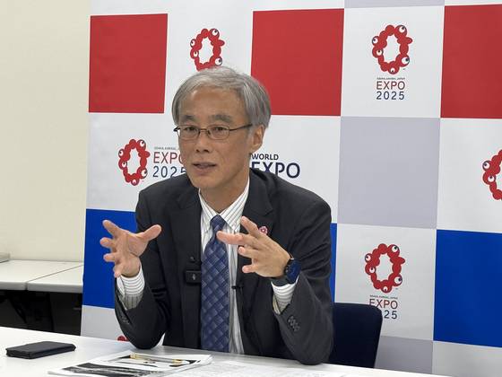 다카시나 준 일본국제박람회협회 사무총장이 지난달 25일 외신기자들과 인터뷰를 하고 있다. 김현예 특파원