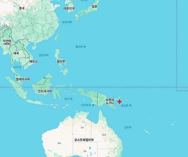 지진 발생 지점.