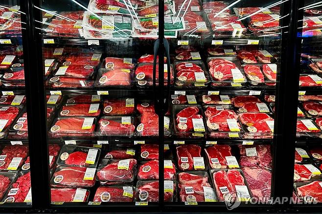 미국 상점에 진열된 소고기 [애나폴리스[미 메릴랜드주] AFP=연합뉴스. 재판매 및 DB 금지]