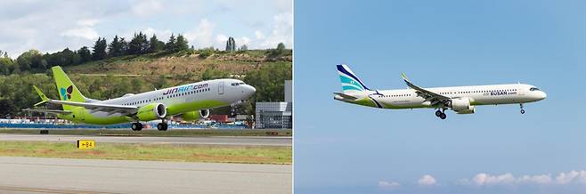 진에어와 에어부산 항공기 [각 사 제공. 재판매 및 DB 금지]