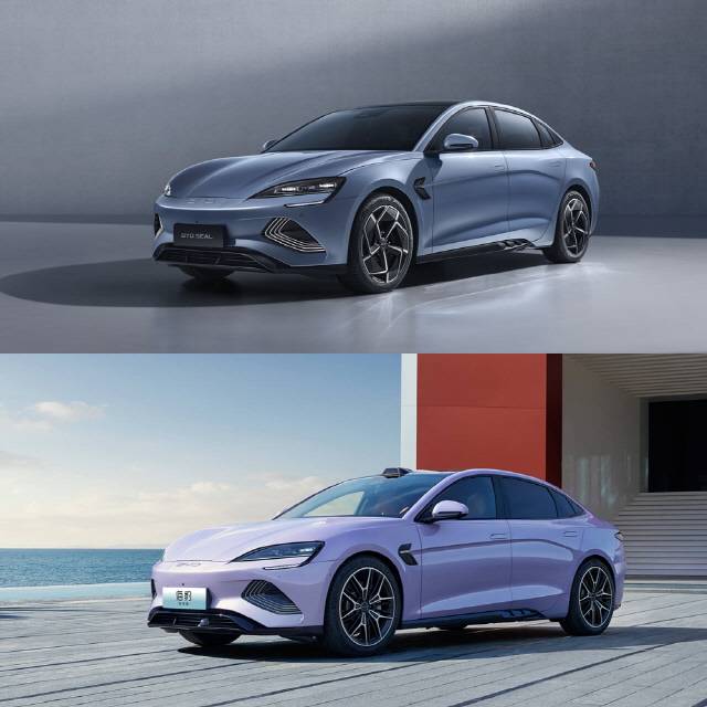 씰 구형 모델(위), 씰 부분변경 모델. BYD 제공