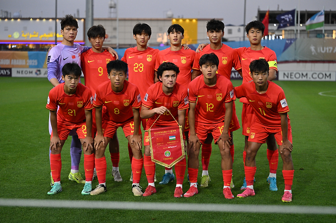 중국 U-17 축구 대표팀 선수들. AFC 웹페이지 화면캡처