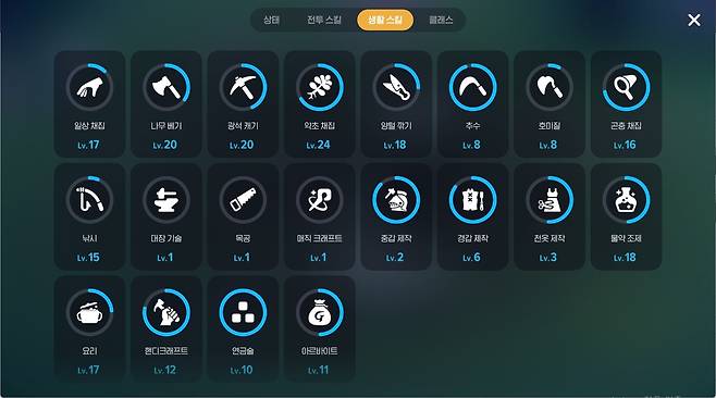 - 생활 스킬은 골고루 올리는 게 좋다&nbsp;