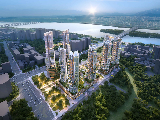 서울시 용산구 정비창전면 제1구역 조합 원안 설계 조감도 [포스코이앤씨 제공]