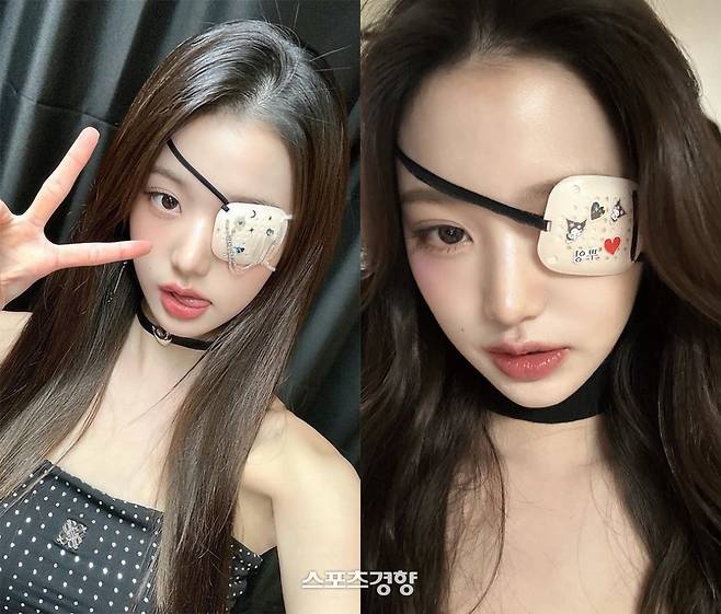 눈 다래끼로 인해 지난해 여러 차례 안대를 착용한 채 무대에 오른 아이브 멤버 장원영. 인스타그램 캡처