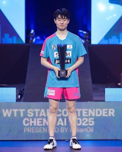 WTT 첸나이 대회 단식 챔피언 오준성 [WTT 인스타그램 캡처. 재판매 및 DB 금지]