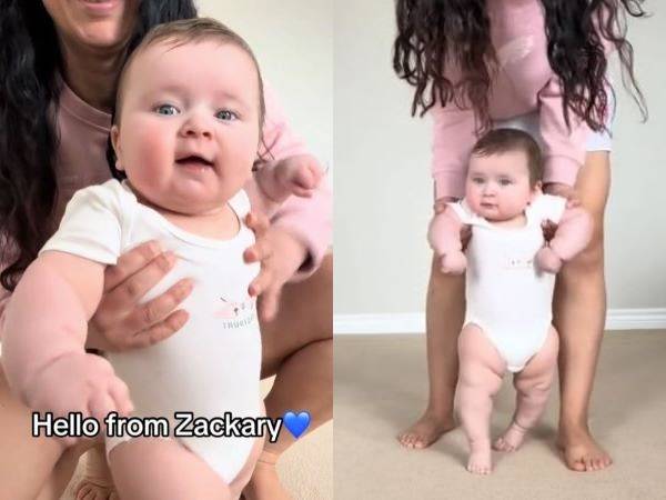 생후 6개월 또래 아기들보다 몸무게가 2배 더 나가는 우량아의 영상이 화제다./사진=틱톡 채널 ‘호리’ 캡처