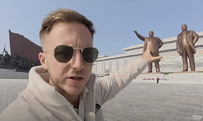 평양 국제 마라톤 대회에 참가하기 위해 북한에 방문한 영국인 유튜버. [사진 출처 = 해리 재거드 유튜브 채널 캡처]