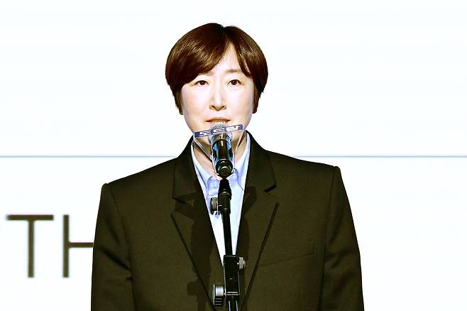 인터뷰하는 장소연 페퍼저축은행 감독 [한국배구연맹 제공. 재판매 및 DB 금지]