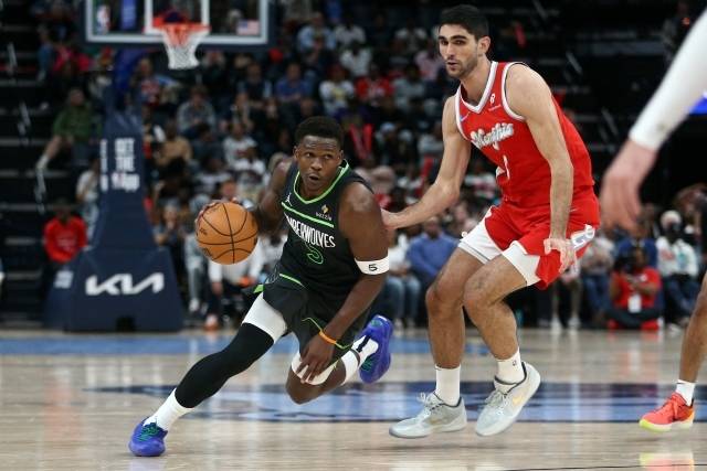 앤서니 에드워즈는 “조던이 이런 말을 했더라. ‘아직 슈팅을 시도하지 않았는데 왜 놓칠 걱정해’라고 말이다. 트레이너가 이런 영상을 계속 보내줬다. 정말 고맙다”고 더했다. 사진=Petre Thomas=연합뉴스 제공