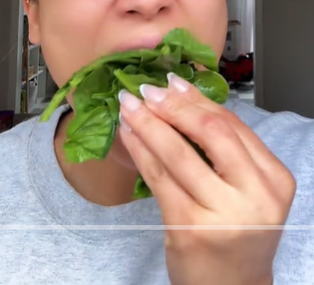 생시금치를 아침마다 씹어먹는 다이어트법이 SNS에서 유행이다. [SNS 캡처]