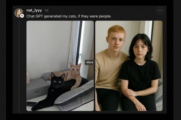 챗GPT의 이미지 생성 기능으로 만든 반려동물의 인간화 이미지. 오픈AI 공식 인스타그램 캡처