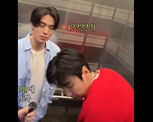 이광수가 '핑계고'가 끝나고 이동욱과 '쑥쑥' 엘리베이터 촬영을 했다. / 유튜브 '쑥쑥' 캡처
