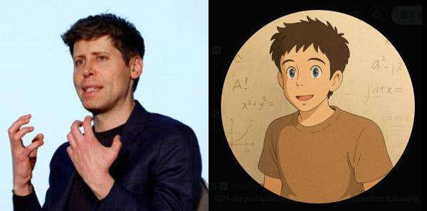 샘 올트먼 오픈AI 최고경영자(왼쪽 사진)와 그가 챗GPT의 최신 이미지 생성 모델을 이용해 '스튜디오 지브리 스타일'로 만든 자신의 엑스(X) 프로필 사진. EPA 연합뉴스, X 캡처