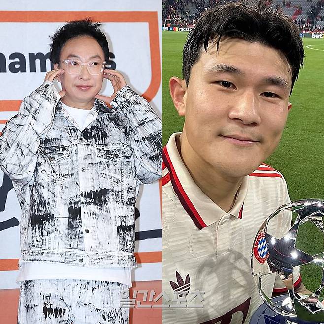 방송인 박명수, 축구선수 김민재. (사진=IS포토, UCL SNS)
