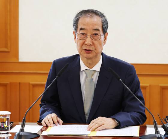 한덕수 대통령 권한대행 국무총리가 4일 정부서울청사에서 열린 국가안전보장회의(NSC)에서 발언하고 있다. 〈사진=대통령실통신사진기자단〉