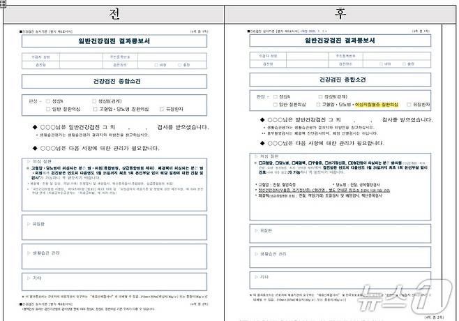 검진결과 통보 개정 전후