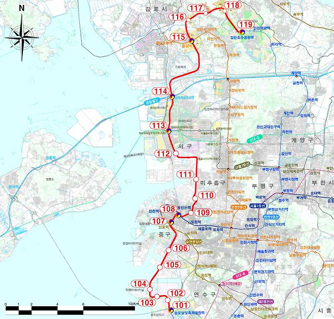 인천지하철 3호선 노선도