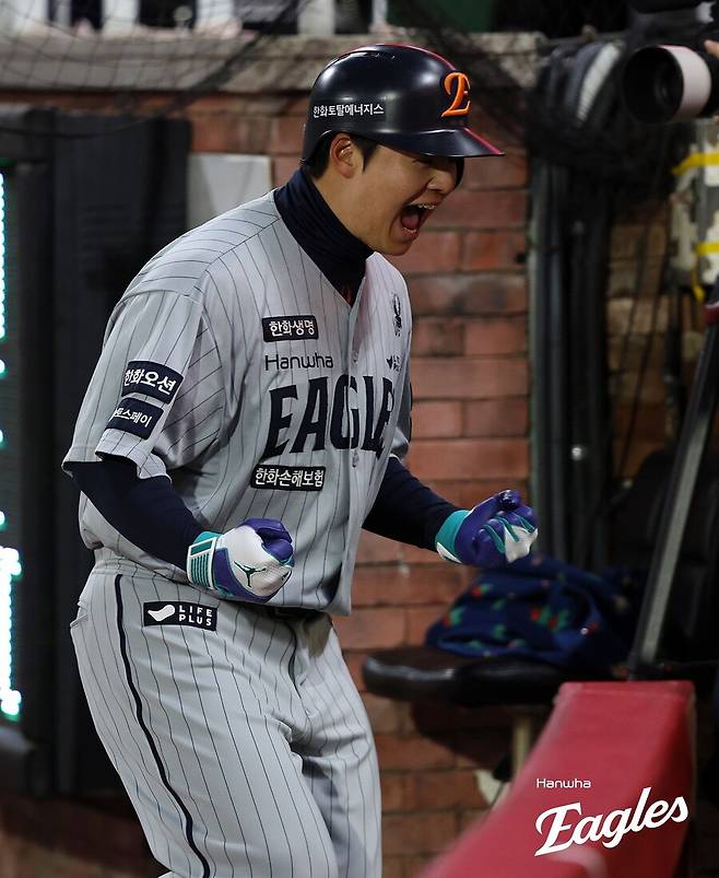 ▲ 멀티홈런포로 폭발하며 팀의 대승을 이끈 노시환 ⓒ한화이글스