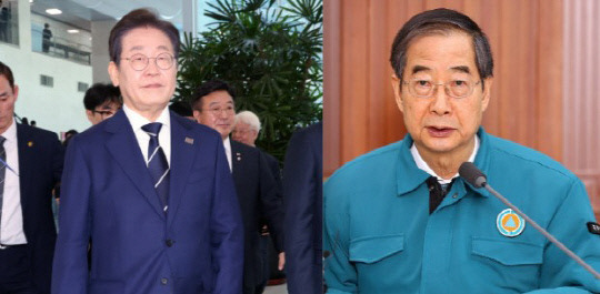 이재명 전 더불어민주당 대표·한덕수 대통령 권한대행 국무총리. 연합뉴스.