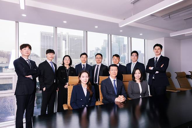 로엘 법무법인은 올해 창립 10주년을 맞아 고객 맞춤형 송무 서비스 시스템을 한층 강화하고 있다. (윗줄 왼쪽부터)김현우·강종범·주혜진·권상진·이원화·최창무·이태호·정태근 변호사. (앞줄 왼쪽부터)황근주·장영돈·박민희 변호사. [사진 로엘]